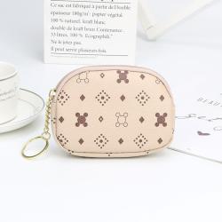 Mini coin purse keychain PU leather material double zipper simple purse