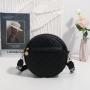 Gelory Fashion PU Leather Embroidered Crossbody Bag Vintage Small Round Shoulder Bag For Women