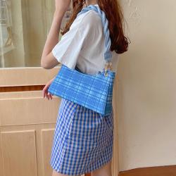 2024 Custom Check PU Leather Shoulder Underarm Bag For Fashion Women Ladies