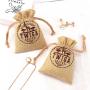 Eco-friendly Small Jute Hession Packaging Drawstring Bag Custom Logo Printed Linen Gift Sachet Jewelry Pouch