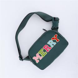 Keymay Christmas Gift Personalized Chenille Letter Patches Multi-color Nylon Bum Bags Everywhere Belt Bag Fanny Pack Waist Bag
