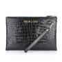 Custom Luxury Casual Unisex Designer Branded Genuine Crocodile Skin Leather Envelope Clutch Pochette Bag With Wristlet For Men