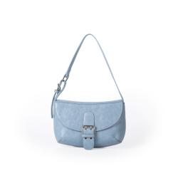 New Fashion Vintage Pu Leather Ladies Handbag Denim Blue Tote Bag Blue Lock Trim Shoulder Bag For Women
