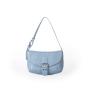 New Fashion Vintage Pu Leather Ladies Handbag Denim Blue Tote Bag Blue Lock Trim Shoulder Bag For Women