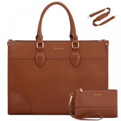 LOVEVOOK 15.6 inch Work Business Leather Laptop Tote Bags for Women Ladies 2pcs Waterproof Office Computer Shoulder Handbag Bags