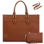 LOVEVOOK 15.6 inch Work Business Leather Laptop Tote Bags for Women Ladies 2pcs Waterproof Office Computer Shoulder Handbag Bags