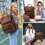 LOVEVOOK Fashion Vintage Leather Backpack 15.6 in Leather Laptop Backpack Teacher Nurse Work Carry On Travel Backpack for Women
