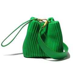 2024 Custom Wrinkle Genuine Leather Drawstring Bucket Bag For Women Luxury Bags