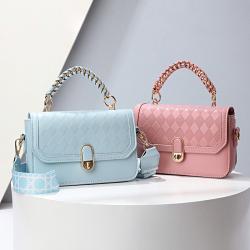 Candy Color Wholesale Women Handbags Chain Weaving Designer Shoulder Bags Small Square Bag Ladies Women Fashion Handbags