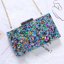 Fashion women's shoulder bag small square box sequin clutch bag handbags acrylic bag evening clutches pochette femme