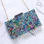 Fashion women's shoulder bag small square box sequin clutch bag handbags acrylic bag evening clutches pochette femme