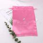 Custom Logo Printed Luxury Satin Hair Extension Bag Drawstring Bundle Swimsuit Shoe Dust Silk Pouch