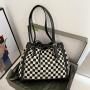 Trendy Ladies  Designer Bags Classic Checkered Pattern Big Tote Messenger PU Leather Handbags Top Handle Satchel Ladies Hobo