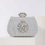 Women Party Evening Bag Pleated Shoulder Bag with Diamond Retro Dinner Handbag