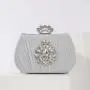 Women Party Evening Bag Pleated Shoulder Bag with Diamond Retro Dinner Handbag
