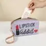 Gelory High Quality Creative Graffiti Lipstick Letter Printing Ladies Cosmetic Bag Pu Clutch Makeup Pouch Bag