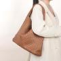 Custom High Quality Luxury Brand Designer Large Capacity Woven Pu Leather Bags Soft Handbag Single Shoulder Tote Bucket Bag