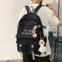 HR033 Teenage Kids Nylon School Bags College Students Leisure Laptop Backpack Popular Cute Pendant Mobile Phone Multiple Bags