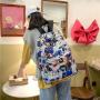 HR354 Schoolbag Female INS Girl Backpack Nylon Waterproof College Student Graffiti Colored Backpack Travel Soft Lightweight Bag