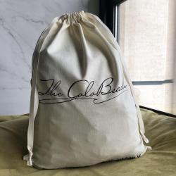 Nude Custom Luxury Cotton Linen Gift Packaging Pouch With Logo Promotional Drawstring Bag