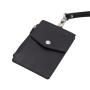 Custom id card holder high quality genuine leather rfid business name tag lanyard id badge holder