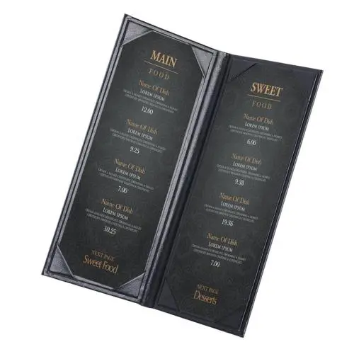 Custom menu covers leather restaurant PU smooth leather menu holder board