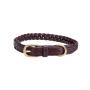 Heavy Duty Round Braided Leather Dog Collar Soft and Strong Dog Collar for Large Dogs