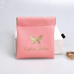 Custom Emboss Logo Tight Close PU Leather Jewelry Pouch With Magnet Leather Earring Necklace Bracelet Jewelry Bag