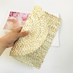 2024 new arrival Handmade Corn Straw Woven Women's Handbags Summer Beach Ladies Straw Clutch Beach Rattan purse