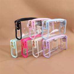 Keymay Fashion Summer Transparent PVC Cosmetic Bag Toiletry Pouch Travel Organizer Bag Girl Clear Makeup Bag