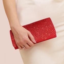 Red Fashion women brilliant luxury clutch bags shiny dinner dress designer clutch purses and handbags for women chain wallets