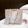 High Quality PU Leather Reusable Large Capacity Shopping Tote Shoulder Bag With Outside Pocket