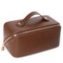 Portable Makeup Bag Opens Flat Lay Makeup Bag Cosmetic Bag with Strap for Travel Waterproof Anti-dust Large Leather for Women