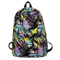 HR354 Schoolbag Female INS Girl Backpack Nylon Waterproof College Student Graffiti Colored Backpack Travel Soft Lightweight Bag