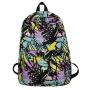 HR354 Schoolbag Female INS Girl Backpack Nylon Waterproof College Student Graffiti Colored Backpack Travel Soft Lightweight Bag