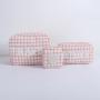 Keymay Custom Checkered Cosmetic Bag Tweed Fabric Women Lady Makeup Pouch Pen Storage Checkered Cosmetic Bag