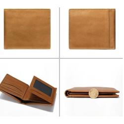 ZX078 Short Wallet Purse Card Holder Wallets Genuine Cow Leather Money Clip Business Men Wallet with Coin Bag For Men