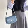 Factory wholesale high quality handbag blue lock shoulder bag winter new half moon bag
