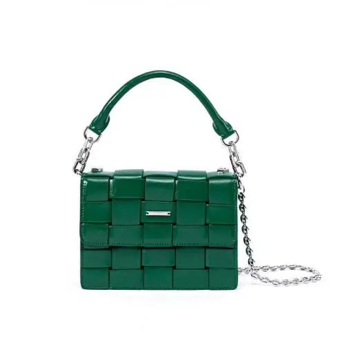 2024 Woven Genuine Leather Bags Handbags Luxury Women Hand Bag With Removable Chain