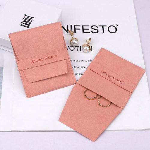 Custom Luxury Emboss Microfiber Jewelry Pouch With Snap Bottun Envelope Dust Suede Ring Earring Jewellery Bag