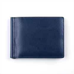 Superb quality saffiano genuine leather mens wallet rfid slim short wallet with money clip inside