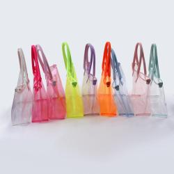 Women Weekend Grocery  Large Shoulder Clear PVC Beach Bags Custom Waterproof Tote Bag Plastic Shopping Bag