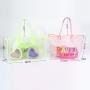 RTS 10 Neon Colors Waterproof Durable Transparent Totes Ladies Women Clear PVC Large Shopping Beach Tote Jelly Clear Tote Bag