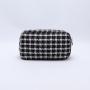 Keymay New NO MOQ Multi Colors Black Large Makeup Bag Plaid Pattern Cosmetic Organizer for Women Girls Cloth Pouch with Zipper