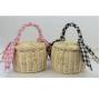Woven Purse Handbag Women Wicker Summer Beach Round Basket