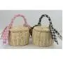 Woven Purse Handbag Women Wicker Summer Beach Round Basket