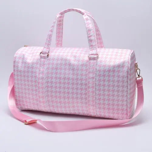 New Trending Cute Pink Custom Printed Design Outdoor Travel Large Capacity Adjustable Strap Girls Sports Gym Duffel Bag