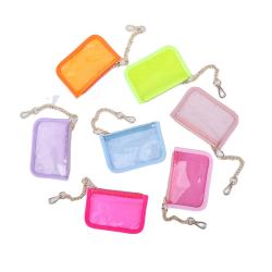 Multi Colors Custom Logo ID Card Keychain Wallet Transparent PVC Zipper Pouch Cute Clutch Change Mini Coin Purse