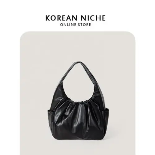new trendy soft leather shoulder bag Pleated large capacity handbags Four seasons versatile hand bag for girls