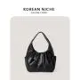 new trendy soft leather shoulder bag Pleated large capacity handbags Four seasons versatile hand bag for girls